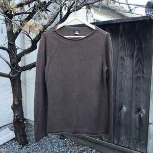 Vintage J.Crew Roll Neck Sweater Mens XL Brown Cotton Knit Casual Fisherman